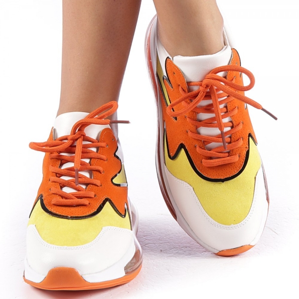 Γυναικεία αθλητικά παπούτσια Sadal λευκό με κίτρινο, 3 - Kalapod.gr